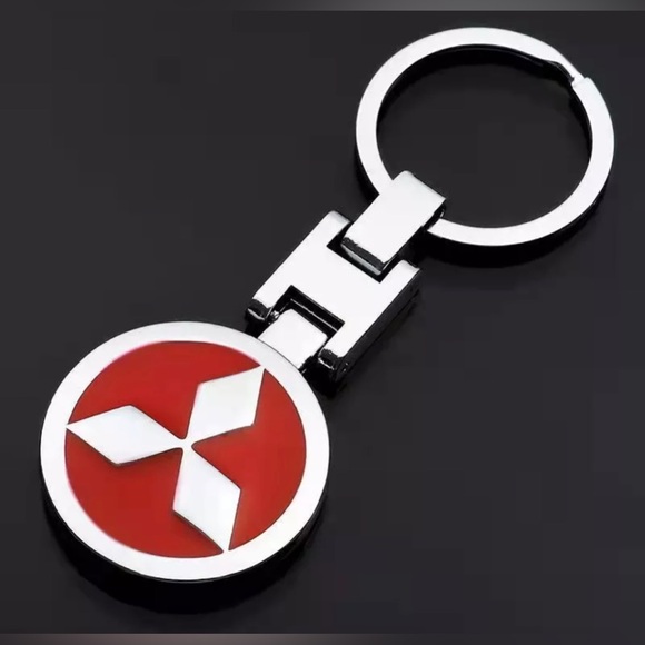 Mitsubishi Key Chain Ring -Chrome Metal Car Keychain Keyring Alloy- red - Picture 3 of 3